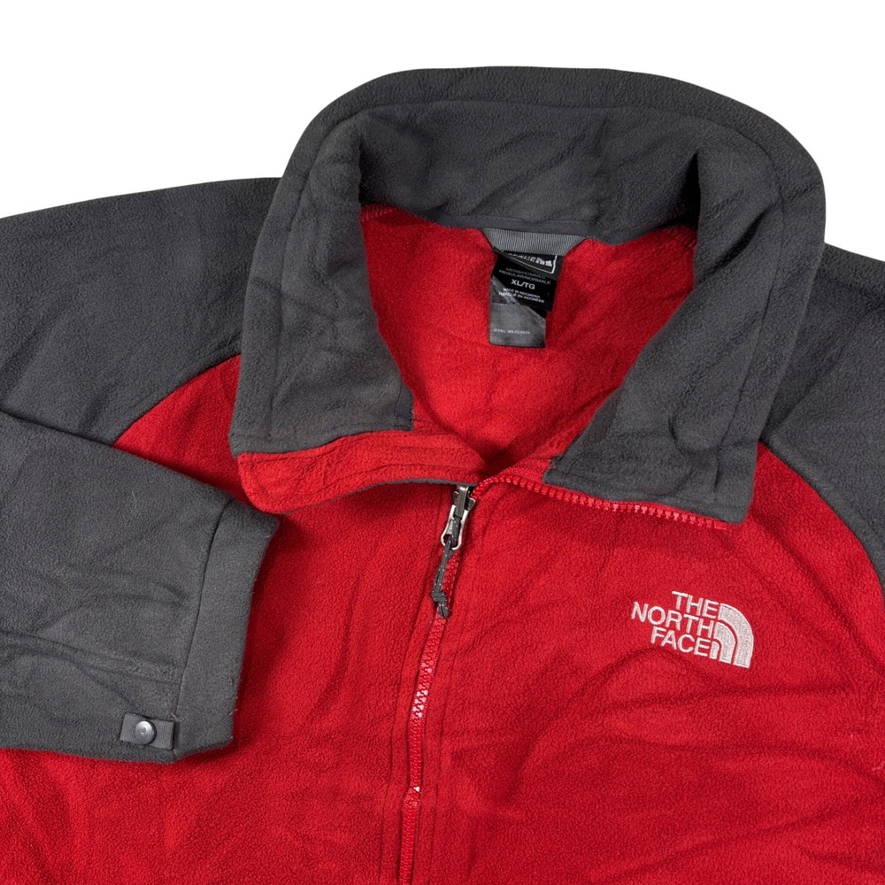 The North Face Fleece Jacket Mens XL Red Grey Full Zip Denali Style 01383